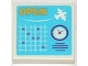 Part No: 3068pb0751  Name: Tile 2 x 2 with 'OPEN', White Seaplane, Schedule Grid and Clock Pattern (Sticker) - Set 3063