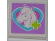 Lot ID: 413623023  Part No: 3068pb0756  Name: Tile 2 x 2 with Lime Cross and Horse Head in Medium Azure Heart Pattern (Sticker) - Set 3188