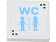 Part No: 3068pb0781  Name: Tile 2 x 2 with 'WC' and Male and Female Friends Minifigures Silhouettes (Unisex Restroom) Pattern (Sticker) - Set 3185