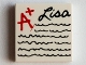 Part No: 3068pb0827  Name: Tile 2 x 2 with Red 'A+', Black Script 'Lisa' and Scribbles Pattern
