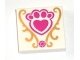 Part No: 3068pb0980  Name: Tile 2 x 2 with Magenta Jewel and Paw Print with Heart and Gold Decorations Pattern