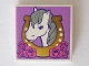 Part No: 3068pb0992  Name: Tile 2 x 2 with Horse Head Facing Left in Horseshoe and Flowers Pattern