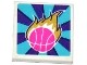 Part No: 3068pb1048  Name: Tile 2 x 2 with Dark Pink Basketball and Gold Flames Pattern (Sticker) - Set 41127