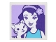 Part No: 3068pb1067  Name: Tile 2 x 2 with Portrait of Female with Headband with Flower and Black and White Striped Cat Pattern (Sticker) - Set 41305