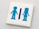 Part No: 3068pb1084  Name: Tile 2 x 2 with Medium Azure Mini Doll Male and Female Silhouettes Dressing Room Pattern (Sticker) - Set 41313