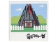 Part No: 3068pb1101  Name: Tile 2 x 2 with Photo of Volcano with Door, White Picket Fence, and Black Ninjago Logogram 'HOME' Pattern