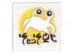 Part No: 3068pb1106  Name: Tile 2 x 2 with White Crab with Black Eyes, Yellow Circle and Black Ninjago Logogram 'SUSHI' Pattern (Sticker) - Set 70620