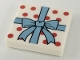 Part No: 3068pb1148  Name: Tile 2 x 2 with Metallic Light Blue Ribbon with Bow, Red Polka Dots Pattern