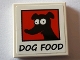 Part No: 3068pb1174  Name: Tile 2 x 2 with Black 'DOG FOOD' and Black Dog Image on Red Background Pattern (Sticker) - Set 71016