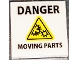 Part No: 3068pb1426  Name: Tile 2 x 2 with Black 'DANGER', 'MOVING PARTS', and Yellow Warning Triangle with Gears Pattern (Sticker) - Set 70631