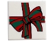 Part No: 3068pb1461  Name: Tile 2 x 2 with Red and Green Ribbon with Bow Pattern (BAM)