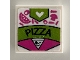 Part No: 3068pb1692  Name: Tile 2 x 2 with 'PIZZA' and Heart on Dark Pink and Lime Box Pattern (Sticker) - Set 41340