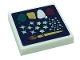 Part No: 3068pb1822  Name: Tile 2 x 2 with Paint Brush, Silver Dots and Stars on Dark Purple Background Pattern (Sticker) - Set 41685