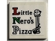 Part No: 3068pb1895  Name: Tile 2 x 2 with 'Little Nero's Pizza' and Column Pattern (Sticker) - Set 21330