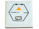 Part No: 3068pb2158  Name: Tile 2 x 2 with Hexagonal Hatch Door with Hinges, Orange Triangle and Double Arrow Pattern (Sticker) - Set 7649