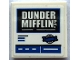 Part No: 3068pb2227  Name: Tile 2 x 2 with 'DUNDER MIFFLIN, INC' Sign with White Lines and Blue Border Pattern (Sticker) - Set 21336