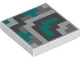 Part No: 3068pb2328  Name: Tile 2 x 2 with Pixelated Dark Bluish Gray, Dark Turquoise and Light Bluish Gray Shapes and Squares Pattern (Minecraft Terracotta Tiles)