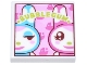 Part No: 3068pb2353  Name: Tile 2 x 2 with Medium Azure and Dark Pink Rabbits, Lime 'BUBBLE GUM' on Bright Pink Background Pattern (Animal Crossing K.K. Slider Album Cover)