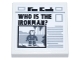 Part No: 3068pb2367  Name: Tile 2 x 2 with Newspaper with Black 'WHO IS THE IRONMAN?', Iron Man Photo, and Light Bluish Gray Text Pattern (Sticker) - Set 76269