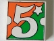 Lot ID: 395908659  Part No: 3068pb2433  Name: Tile 2 x 2 with Number  5 Fabuland Orange/Green Background Pattern