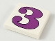 Lot ID: 202361209  Part No: 3068pb2443  Name: Tile 2 x 2 with Number  3 Purple Pattern