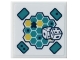 Part No: 3068pb2448  Name: Tile 2 x 2 with Hexagonal Dark Turquoise and Yellow Board Game and Dice Pattern (Sticker) - Set 41681