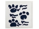 Part No: 3068pb2451  Name: Tile 2 x 2 with Dark Blue Paw Prints, Arrows and Writing Squiggles Pattern (Sticker) - Set 41681