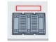 Part No: 3068pb2549  Name: Tile 2 x 2 with Light Bluish Gray and Black Mechanical Panel, Dark Bluish Gray Air Vents and Red Rectangle Pattern (Sticker) - Set 75357