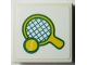 Part No: 3068pb2621 Name: Tile 2 x 2 with Yellow and Dark Turquoise Tennis Racket and Ball Pattern (Sticker) - Set 40385 Part No: 3068pb2621 Name: Tile 2 x 2 with Yellow and Dark Turquoise Tennis Racket and Ball Pattern (Sticker) - Set 40385