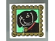 Lot ID: 296746042  Part No: 3068px17  Name: Tile 2 x 2 with Black Dog with Red Collar Portrait in Gold Frame Pattern