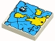 Part No: 3068px9  Name: Tile 2 x 2 with Groove with Map Blue Water, Yellow Land, Black Letter X Pattern