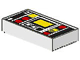 Lot ID: 290125469  Part No: 3069p68  Name: Tile 1 x 2 with Red and Yellow Controls and Two White Stripes on Left Pattern