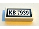 Part No: 3069pb0087  Name: Tile 1 x 2 with Black 'KB 7939' on White Background Pattern (Sticker) - Set 7939