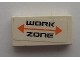 Part No: 3069pb0146  Name: Tile 1 x 2 with 'WORK ZONE' and Orange Arrow Pattern (Sticker) - Set 7697