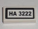 Part No: 3069pb0153  Name: Tile 1 x 2 with 'HA 3222' Pattern (Sticker) - Set 3222