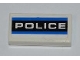 Part No: 3069pb0190  Name: Tile 1 x 2 with Blue Stripes and White 'POLICE' on Black Background Pattern (Sticker) - Set 8197