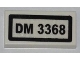 Part No: 3069pb0200  Name: Tile 1 x 2 with 'DM 3368' Pattern (Sticker) - Set 3368