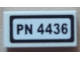 Lot ID: 197958152  Part No: 3069pb0223  Name: Tile 1 x 2 with 'PN 4436' Pattern (Sticker) - Set 4436