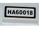 Lot ID: 150585472  Part No: 3069pb0266  Name: Tile 1 x 2 with 'HA60018' Pattern (Sticker) - Set 60018