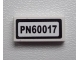 Part No: 3069pb0269  Name: Tile 1 x 2 with 'PN60017' Pattern (Sticker) - Set 60017