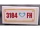 Part No: 3069pb0275  Name: Tile 1 x 2 with Medium Azure Heart and '3184 FH' Pattern (Sticker) - Set 3184