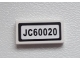 Part No: 3069pb0286  Name: Tile 1 x 2 with 'JC60020' Pattern (Sticker) - Set 60020