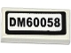 Part No: 3069pb0315  Name: Tile 1 x 2 with 'DM60058' Pattern (Sticker) - Set 60058