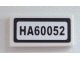 Part No: 3069pb0322  Name: Tile 1 x 2 with 'HA60052' Pattern (Sticker) - Set 60052
