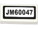 Part No: 3069pb0340  Name: Tile 1 x 2 with 'JM60047' Pattern (Sticker) - Set 60047