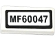 Part No: 3069pb0341  Name: Tile 1 x 2 with 'MF60047' Pattern (Sticker) - Set 60047