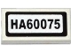 Part No: 3069pb0397  Name: Tile 1 x 2 with 'HA60075' Pattern (Sticker) - Set 60075
