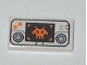 Part No: 3069pb0442  Name: Tile 1 x 2 with Handheld Video Game with Directional Pads, Orange Buttons, and Pixelated Alien on Black Screen Pattern