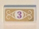 Part No: 3069pb0492  Name: Tile 1 x 2 with Medium Lavender Number 3 in White Circle with Swirls on Gold Background Pattern (Sticker) - Set 41101