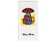 Part No: 3069pb0614  Name: Tile 1 x 2 with Card with Figure Holding Red Umbrella and Black 'W_W_' Pattern (Sticker) - Set 70620